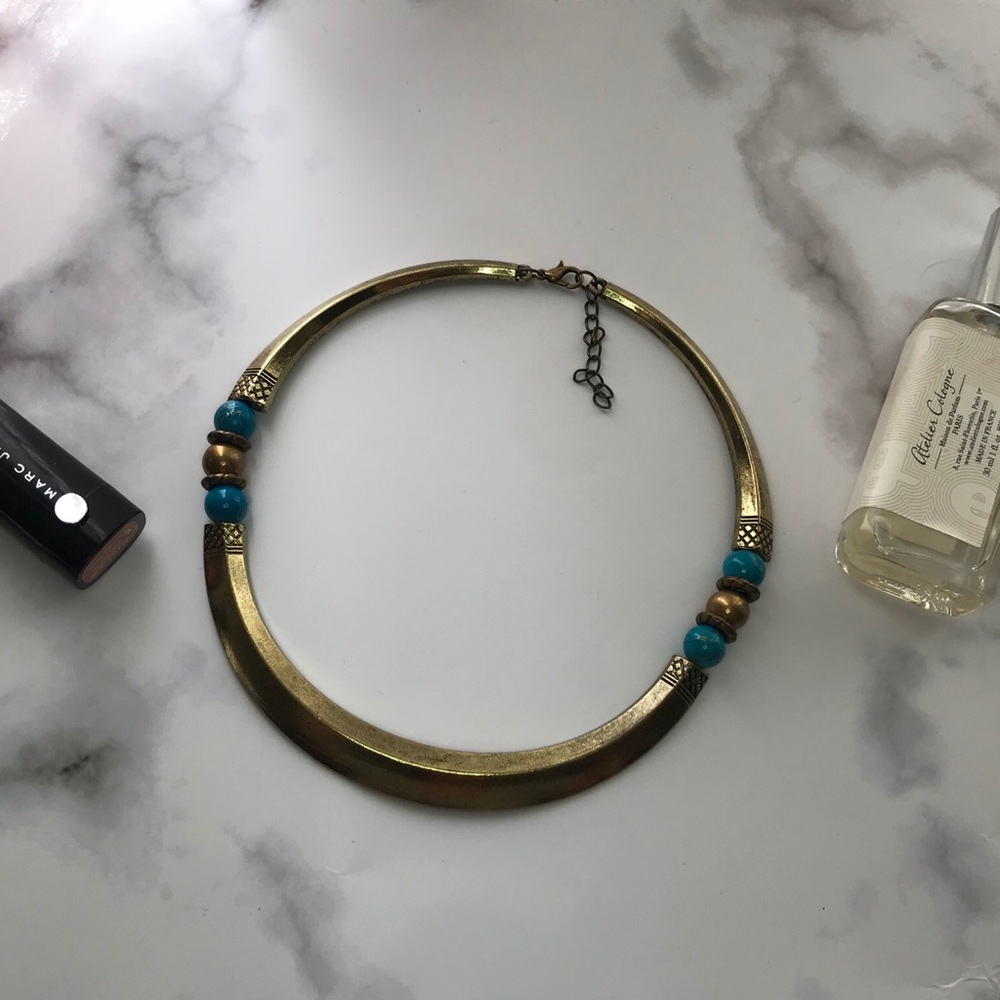 Gold Necklace With Blue Accents